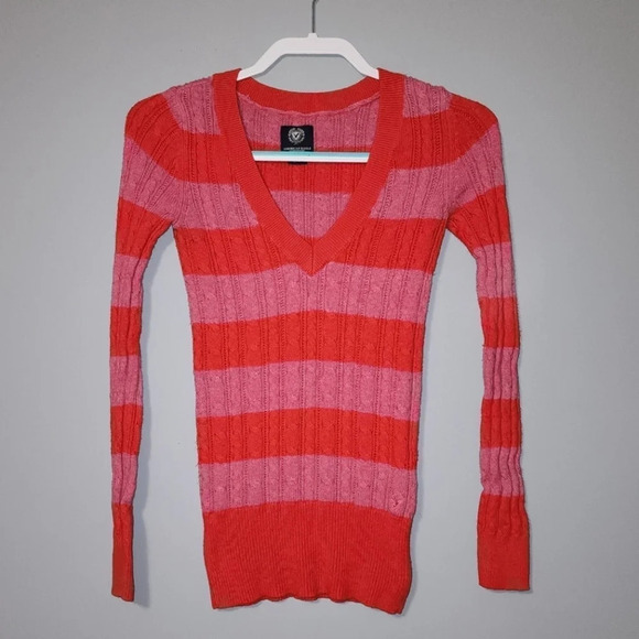 AE Womens Sweater, Pink & Red Striped, Size Small - Picture 1 of 6